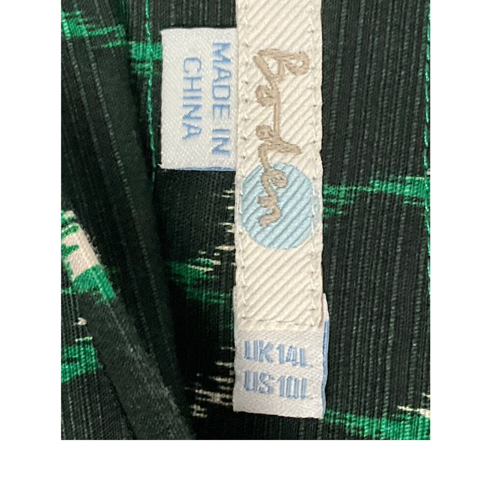BODEN Modern Pencil Skirt Animal Print Black Kelly Green Knee Skirt sz 10L Tall - Picture 5 of 13